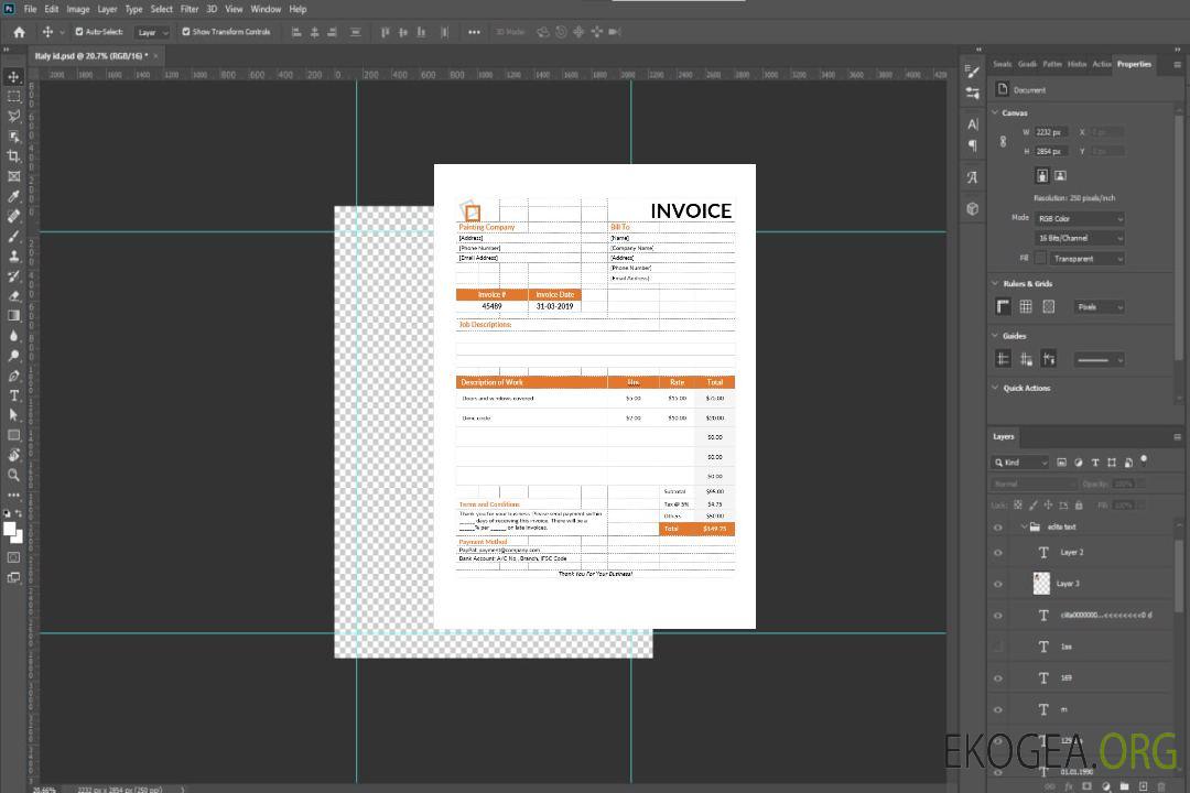 Modèle de facture de services de peinture template Modèle de facture de services de peinture template